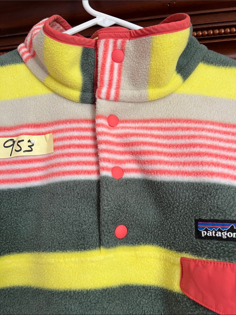 Patagonia Synchilla Pullover in Yellow, Coral & Gray Size XL❤️❤️ - Picture 3 of 5